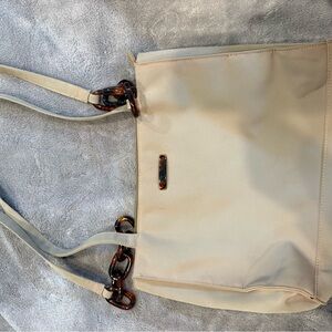 Chic Cream Shoulder Bag with Tortoise Accents